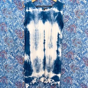 90s Embroidered Tie-Dye Bohemian Shift Dress